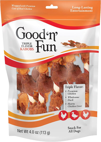 Good 'N' Fun Kabobs Long-Lasting Dog Treat, with Real Proteins, Beef Hide and Premium Chicken, Supports Dental Health, Mental Stimulation, 18 Count