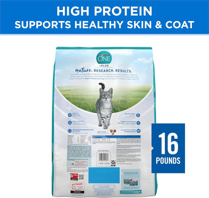 plus High Protein Cat Food Dry Salmon and Ocean Whitefish Cat Skin and Coat Health Formula - 16 Lb. Bag