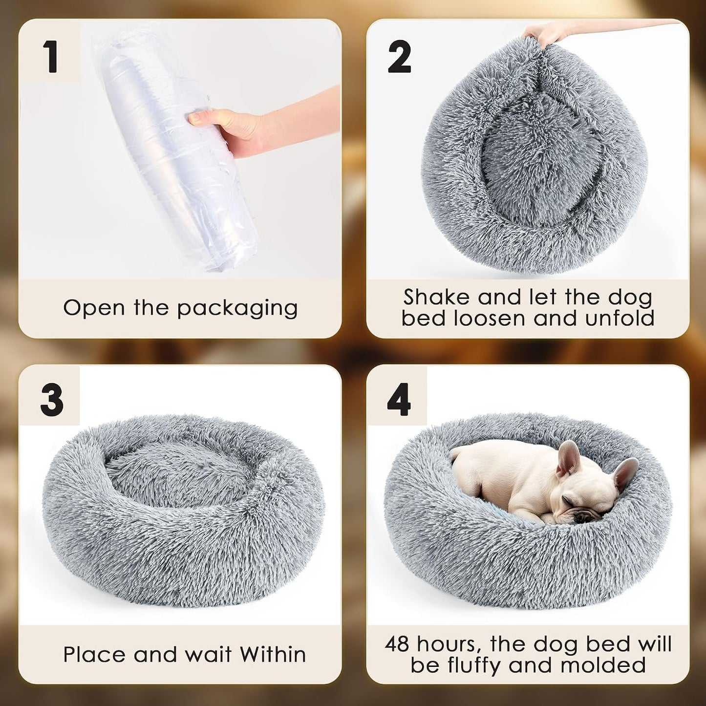 Calming Indoor Donut Bed for Dogs & Cats   