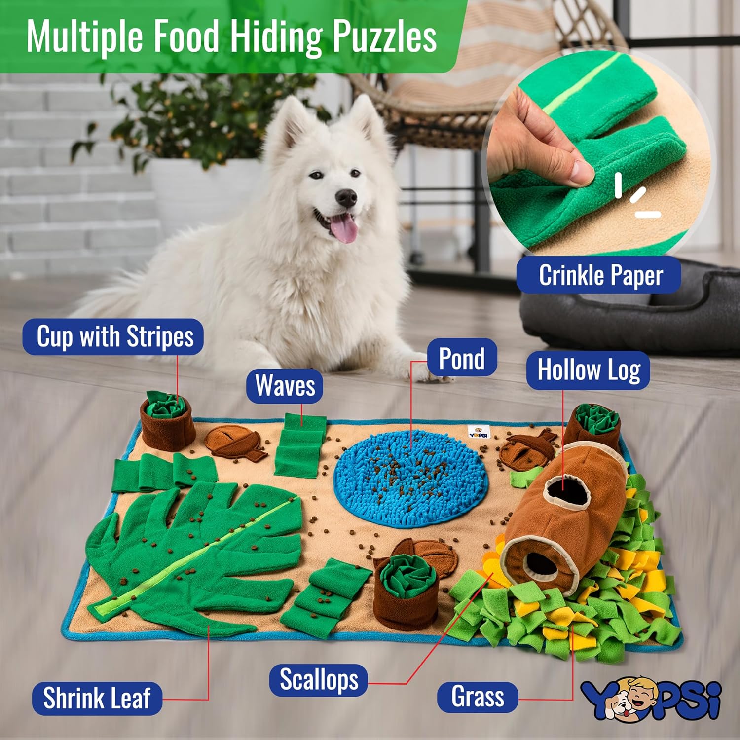 Snuffle Mat for Dogs Large Breed 39.4''X23.6''- Interactive Dog Toys for Boredom - Sniff Mat - Mental Stimulation - Enrichment Toys