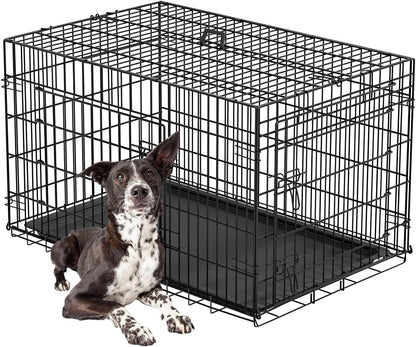 Dog Crate 36Inch Dog Cage Foldable Metal Kennel with Leakproof Tray Foldable Design Indoor Outdoor Use for Medium Dogs,Black