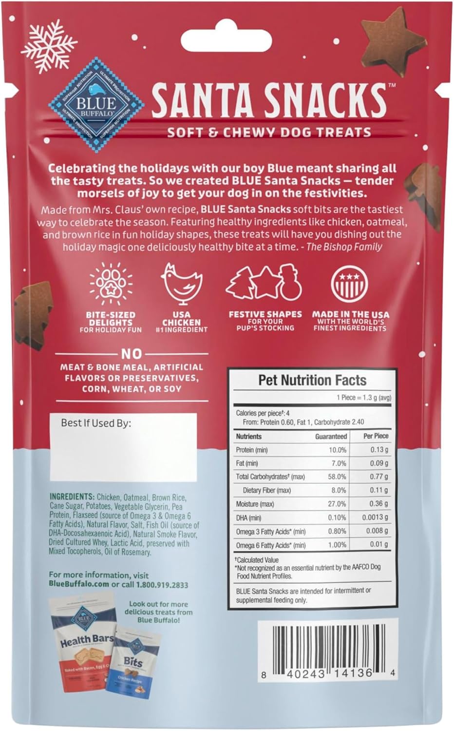 Santa Snacks Soft-Moist Dog Bits for Training, Chicken, 4.5-Oz Bag