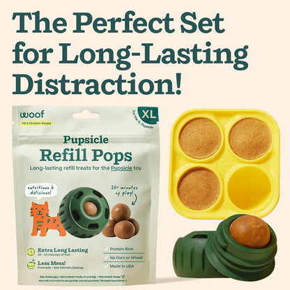 Starter Pack - Interactive Dog Toys for Boredom - Dog Treat Molds Silicone - Chicken-Flavored Healthy Treats for Dogs - Pupsicle Doggy Enrichment Toy - for XL Pups - 25-75 Lbs