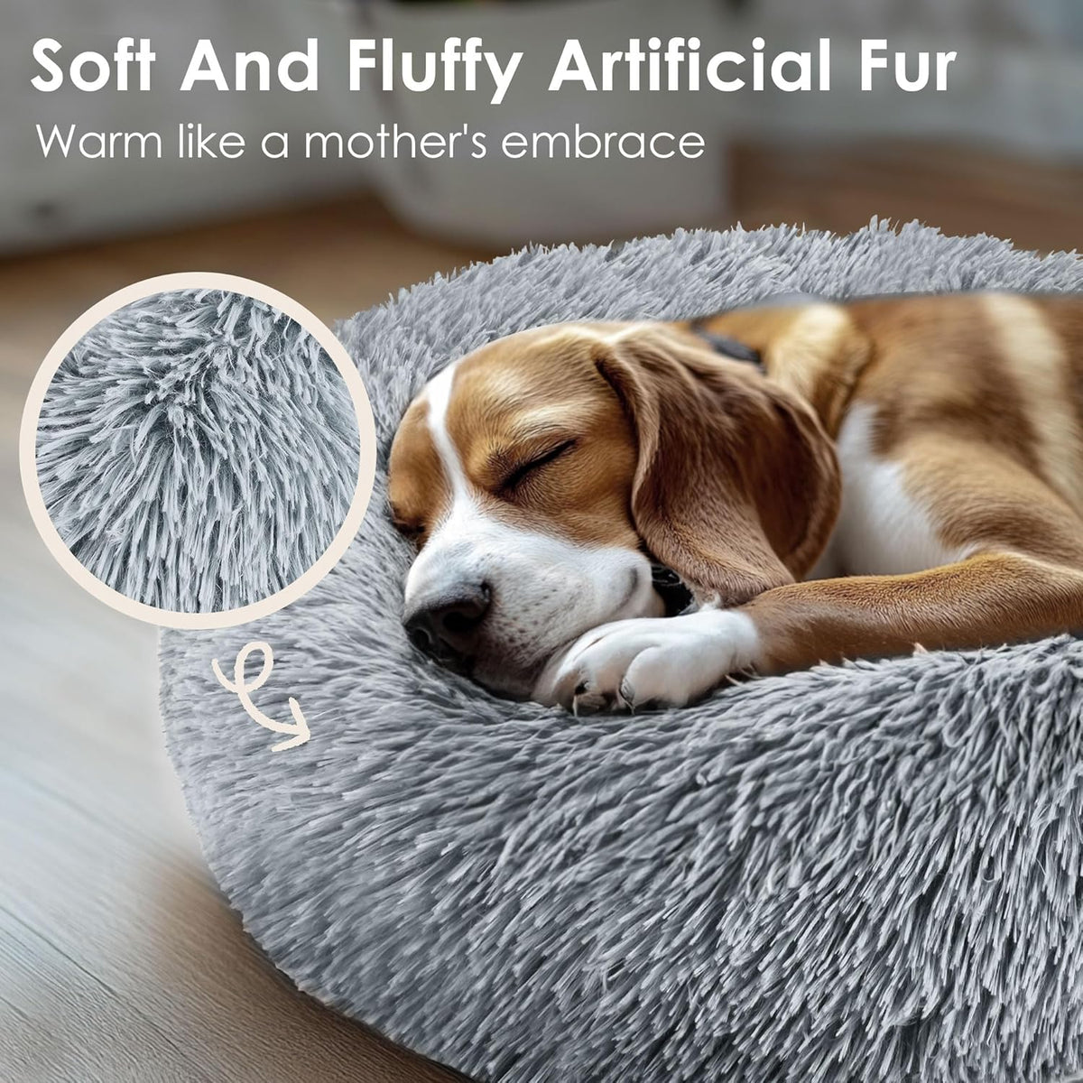 Calming Indoor Donut Bed for Dogs & Cats   