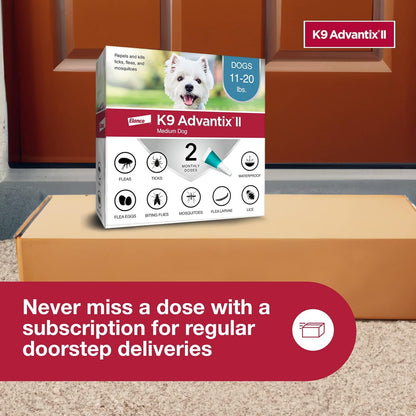 II Medium Dog Vet-Recommended Flea, Tick & Mosquito Treatment & Prevention | Dogs 11-20 Lbs. | 2-Mo Supply