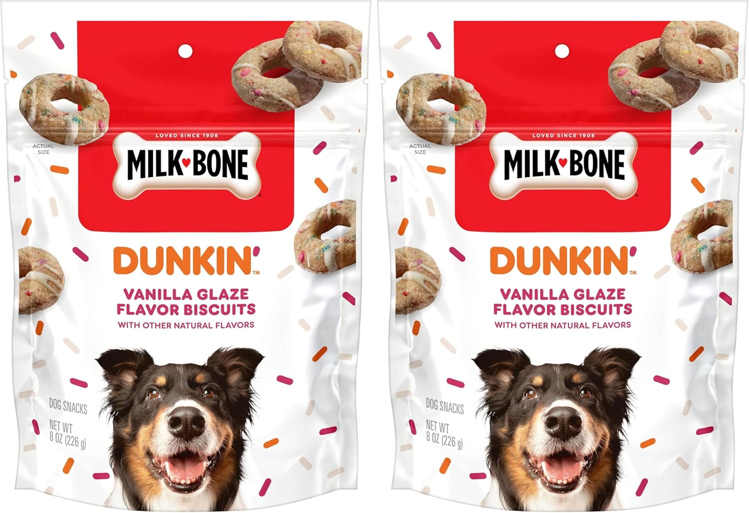 Dunkin' Vanilla Glaze Flavor Dog Biscuits with Other Natural Flavors, 8 Oz Bag