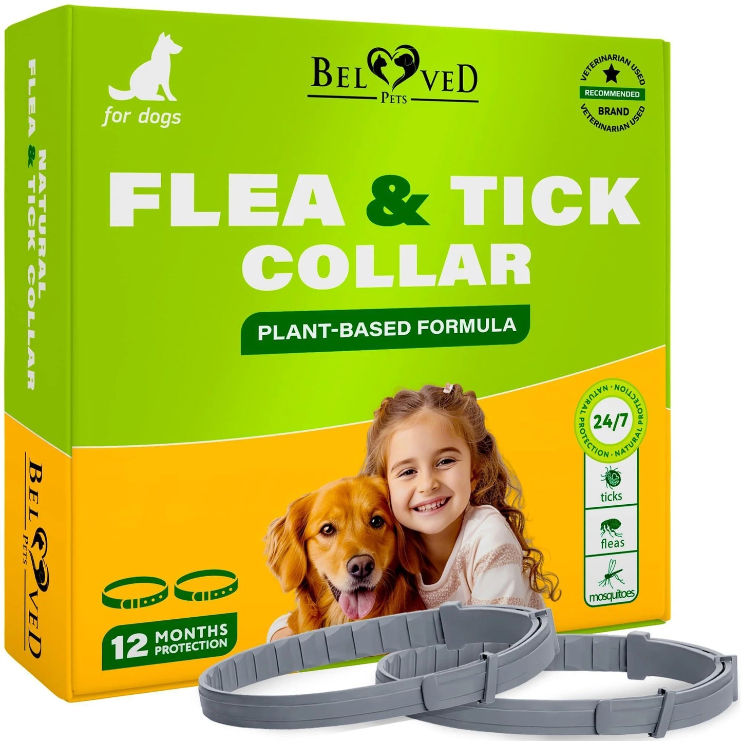 Natural Flea & Tick Collar for Dogs 6 Months Control of Best Prevention & Safe Treatment anti Fleas and Ticks Essential Oil Repellent (1 Pack 2 Count)