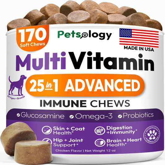 Dog Multivitamin Chewable Vitamins Supplements with Glucosamine 170 Chews Hip