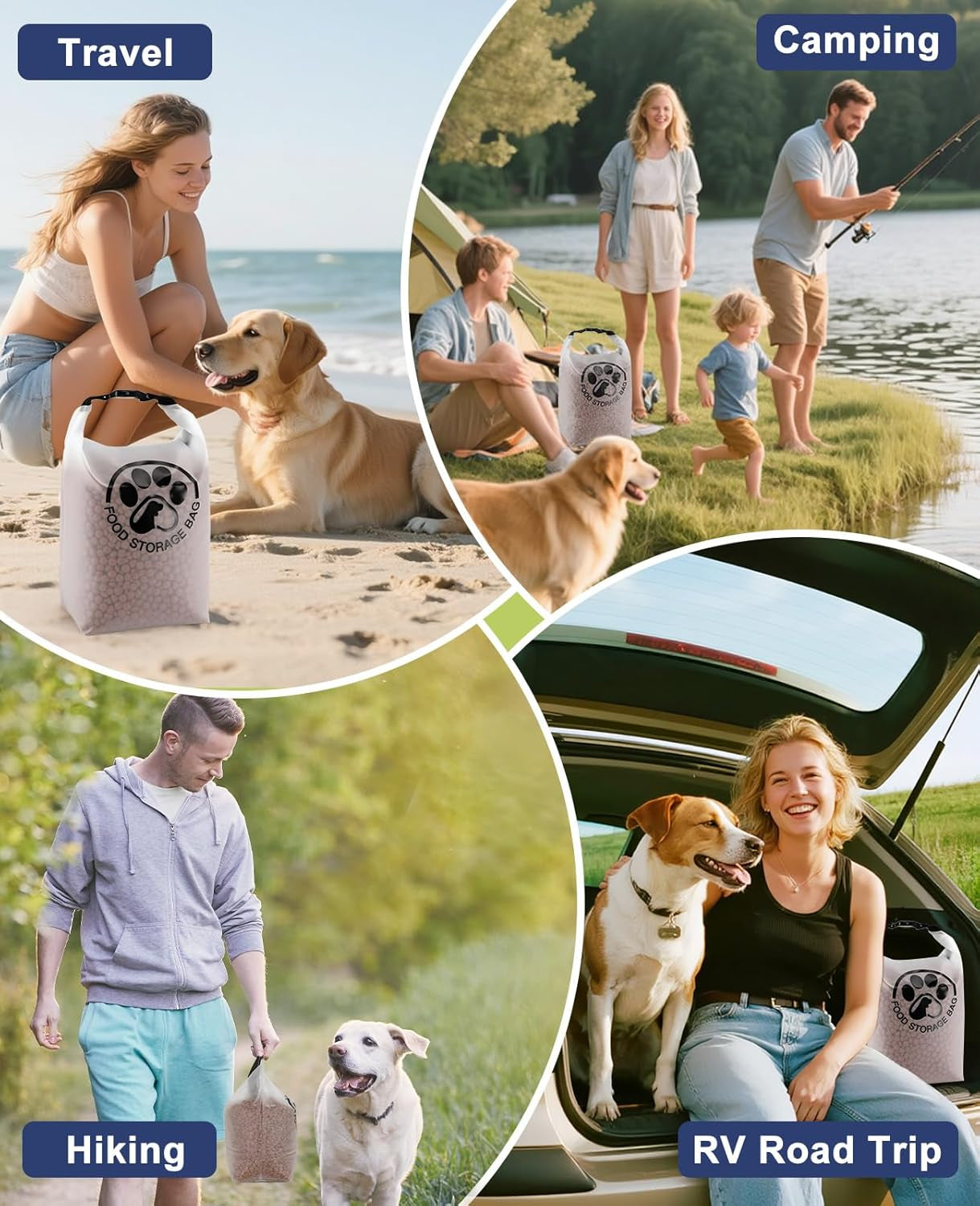 Pet Food Storage Bag for Travel - Transparent Leak-Proof Dog Food Container with Roll-Top Closure, Keeps Kibble Fresh (14 Cups)