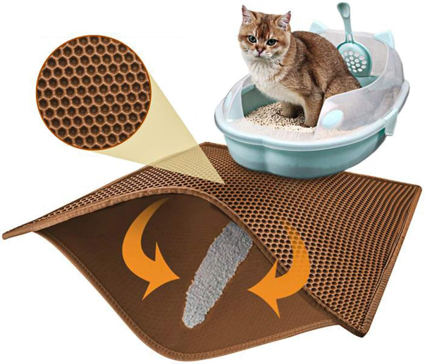 Cat Litter Mat Double Layer Waterproof Urine Proof Trapping Mat 1 Pack (Gray, 24X15 Inch (Pack of 1))