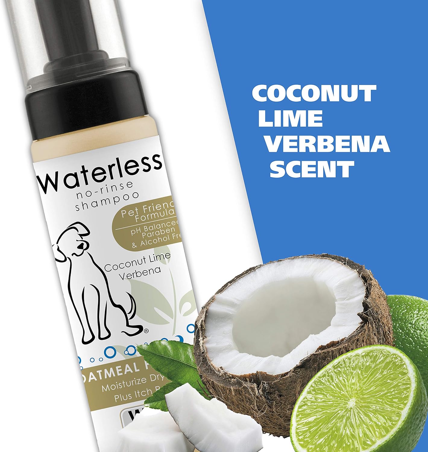 Wahl Pet Friendly Waterless No Rinse Shampoo for Animals - Coconut Lime Verbena Scent – Oatmeal Formula Cleans, Conditions, Detangles & Moisturizes Dogs Fur – 7.1 Oz 