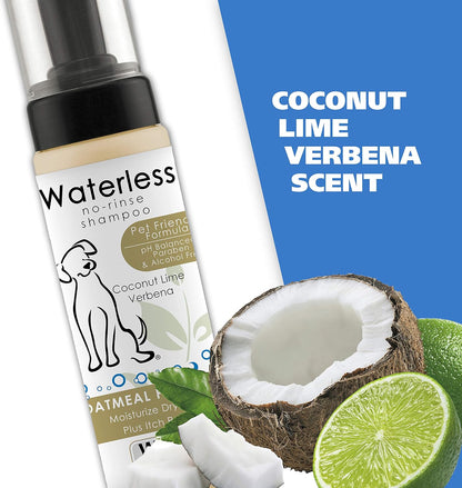 Wahl Pet Friendly Waterless No Rinse Shampoo for Animals - Coconut Lime Verbena Scent – Oatmeal Formula Cleans, Conditions, Detangles & Moisturizes Dogs Fur – 7.1 Oz 