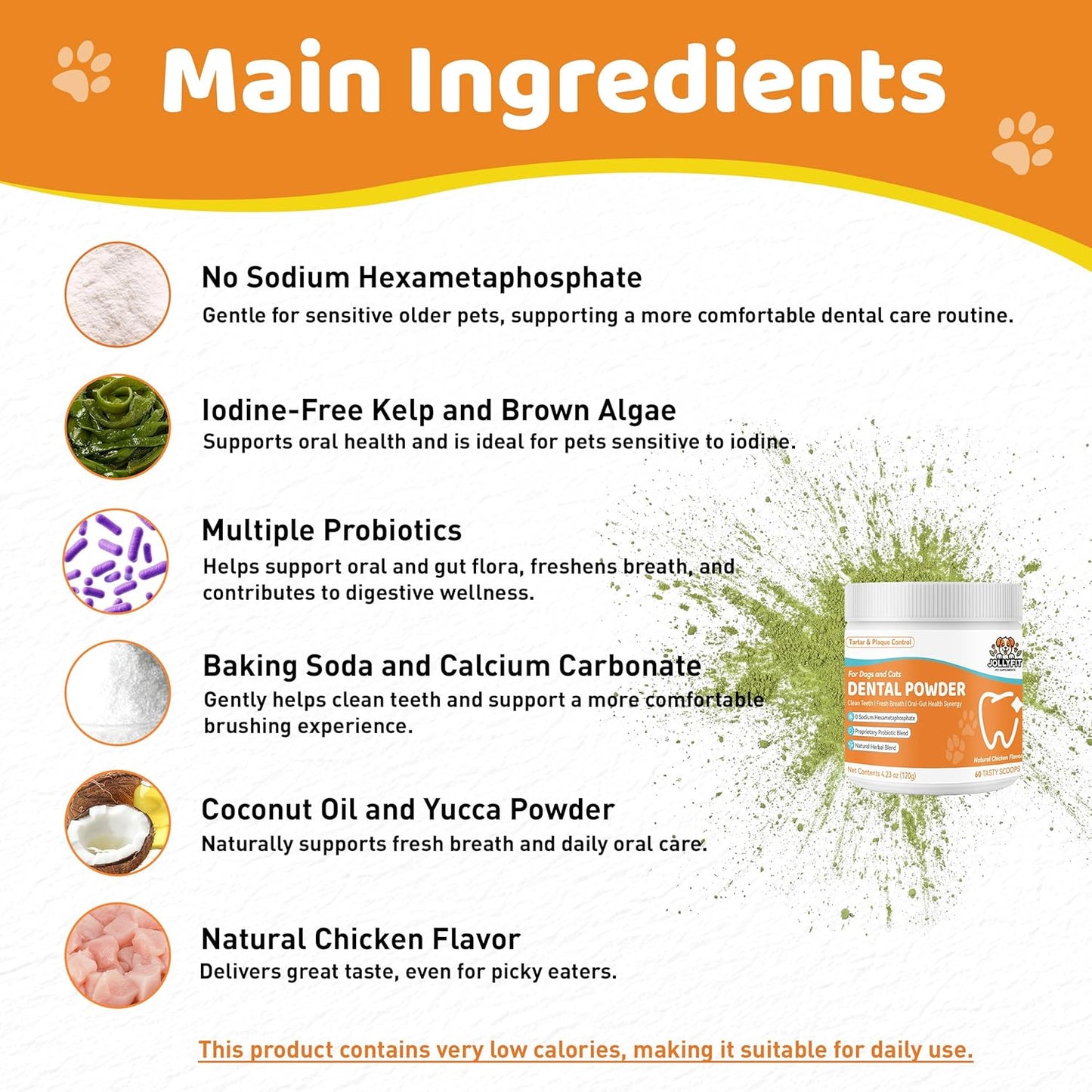 Dog Teeth Cleaning Powder - Natural Dog Dental Powder -Gentle Dog Breath Freshener, Dog Plaque and Tartar Remover, Vet Formulated - 60 Scoops