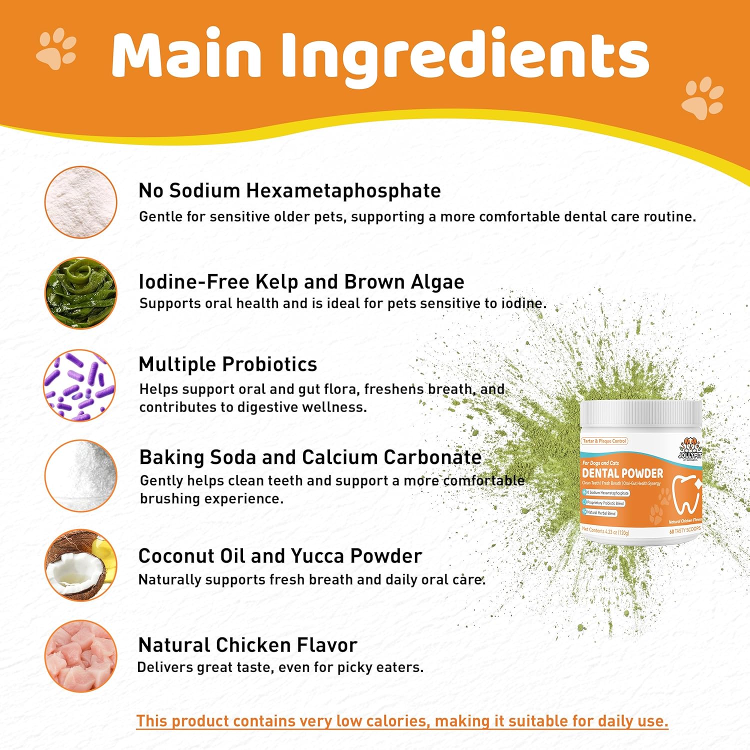 Dog Teeth Cleaning Powder - Natural Dog Dental Powder -Gentle Dog Breath Freshener, Dog Plaque and Tartar Remover, Vet Formulated - 60 Scoops