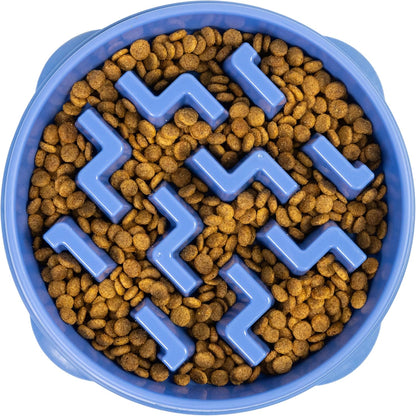Large Slow Feeder Bowl, Puzzle Maze for Fast Eaters, Medium to Large Dogs, Helps Prevent Bloat & Aid Digestion, Holds 4 Cups Wet or Dry Food, Non-Slip, Made without BPA, Orange