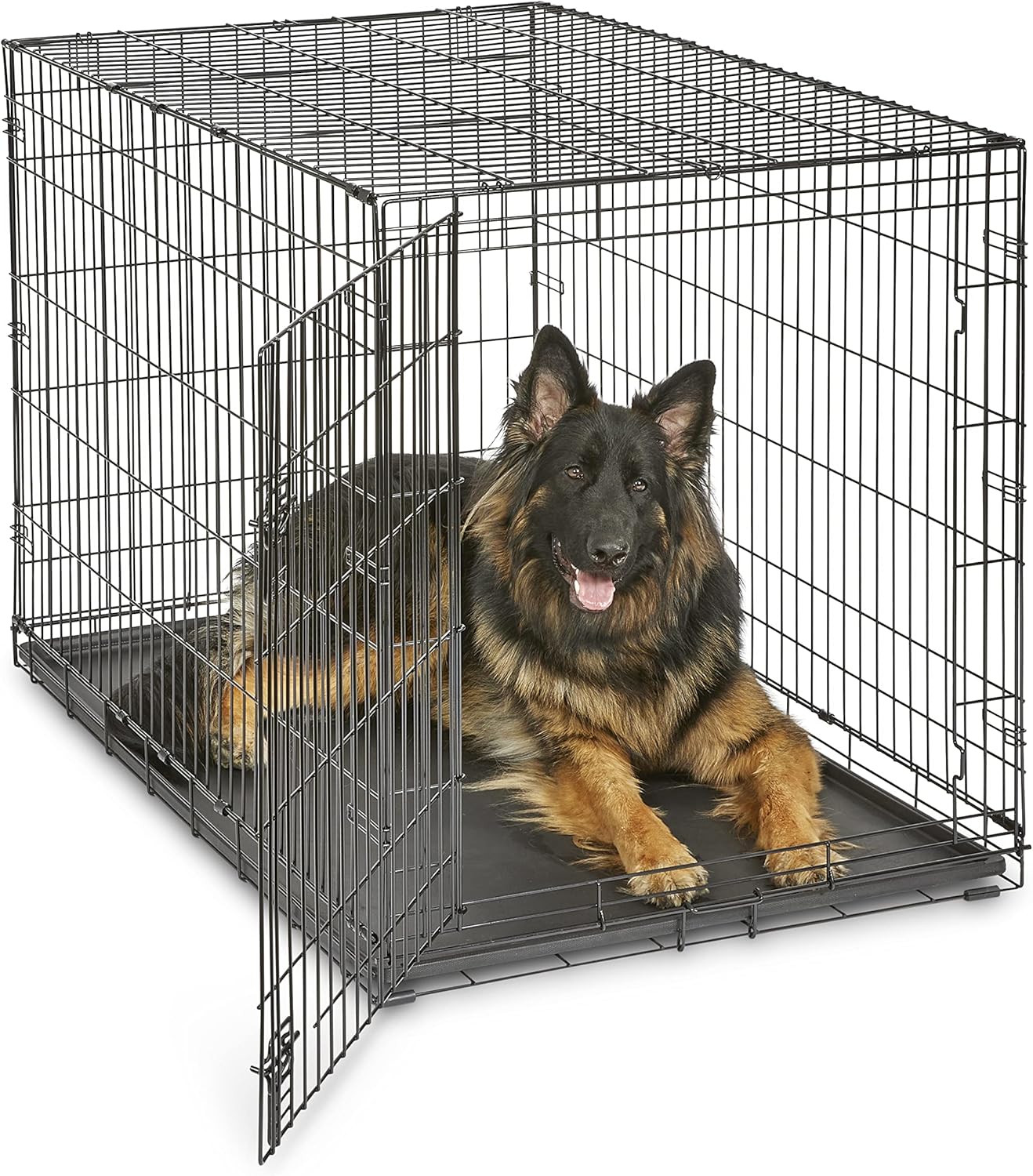 Single Door Folding Metal 36-Inch Dog Crate, Enhanced Security, Includes Leak-Proof Pan & Divider Panel, for Medium to Large Sized Breeds