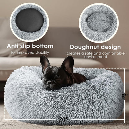 Calming Indoor Donut Bed for Dogs & Cats   