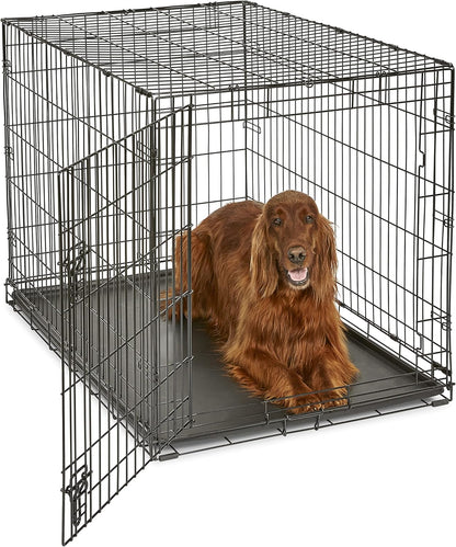 Single Door Folding Metal 36-Inch Dog Crate, Enhanced Security, Includes Leak-Proof Pan & Divider Panel, for Medium to Large Sized Breeds