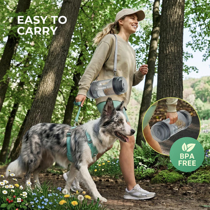 33.5Oz Portable Dog Water Bottle for Travel Hydration & Food Feeder
