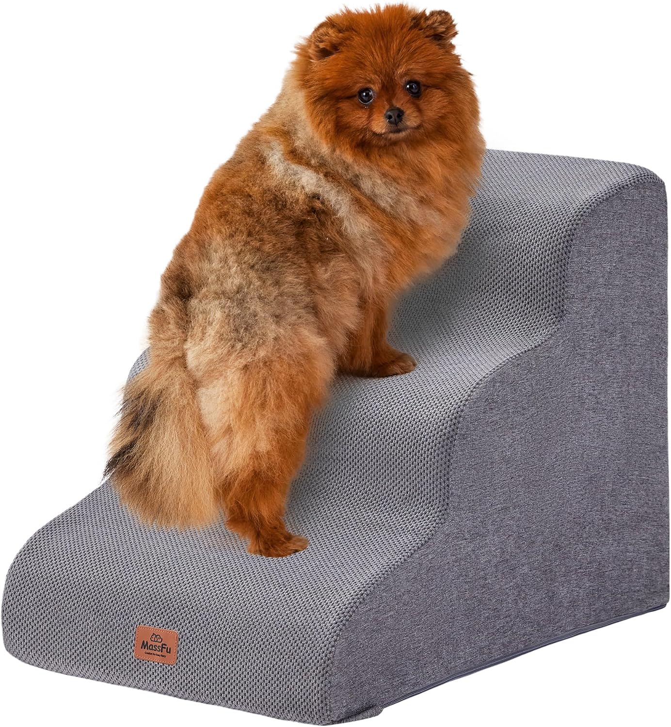 Curved Dog Stairs Ramp for High Beds 28.7" H, 5-Step Dog Steps for Small Dogs and Cats, Pet Stairs for High Bed Climbing, Non-Slip Balanced Pet Step