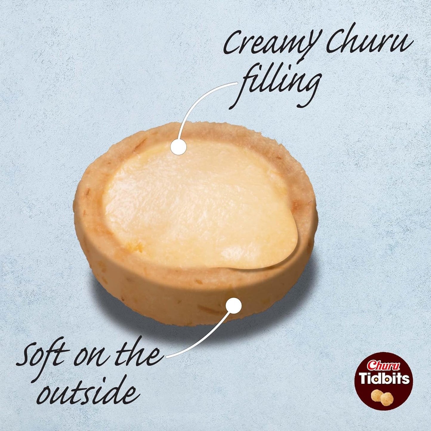 Churu Tidbits for Cats, Soft & Chewy Churu Filled, Baked Chicken Cat Treats with Taurine & Green Tea Extract, 0.42Oz per Pack, 8 Packs Total, Tuna & Salmon Recipe