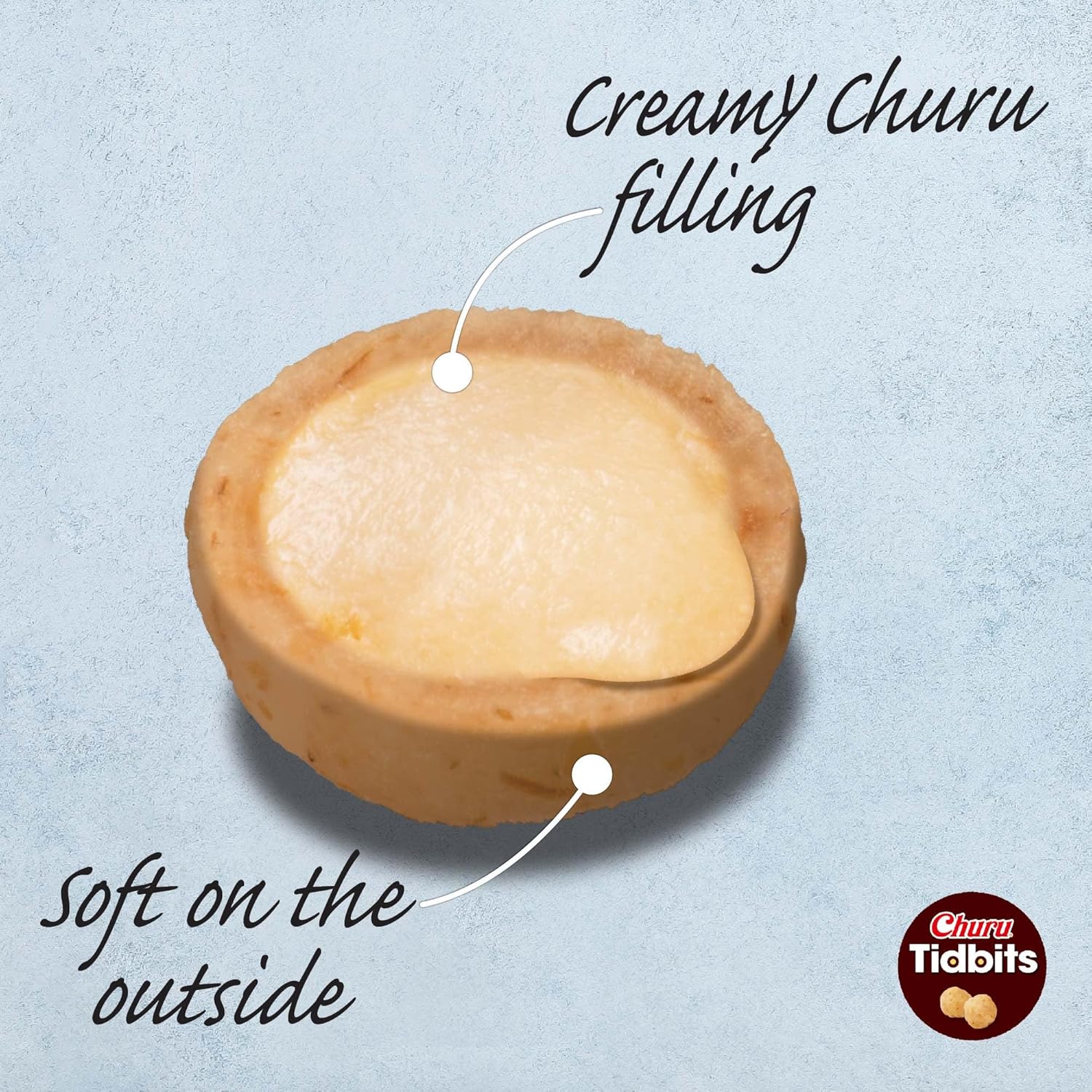 Churu Tidbits for Cats, Soft & Chewy Churu Filled, Baked Chicken Cat Treats with Taurine & Green Tea Extract, 0.42Oz per Pack, 8 Packs Total, Tuna & Salmon Recipe