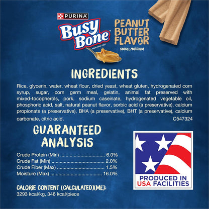 Purina Busy Bone Adult Dog Chew Bone Treats, Peanut Butter 