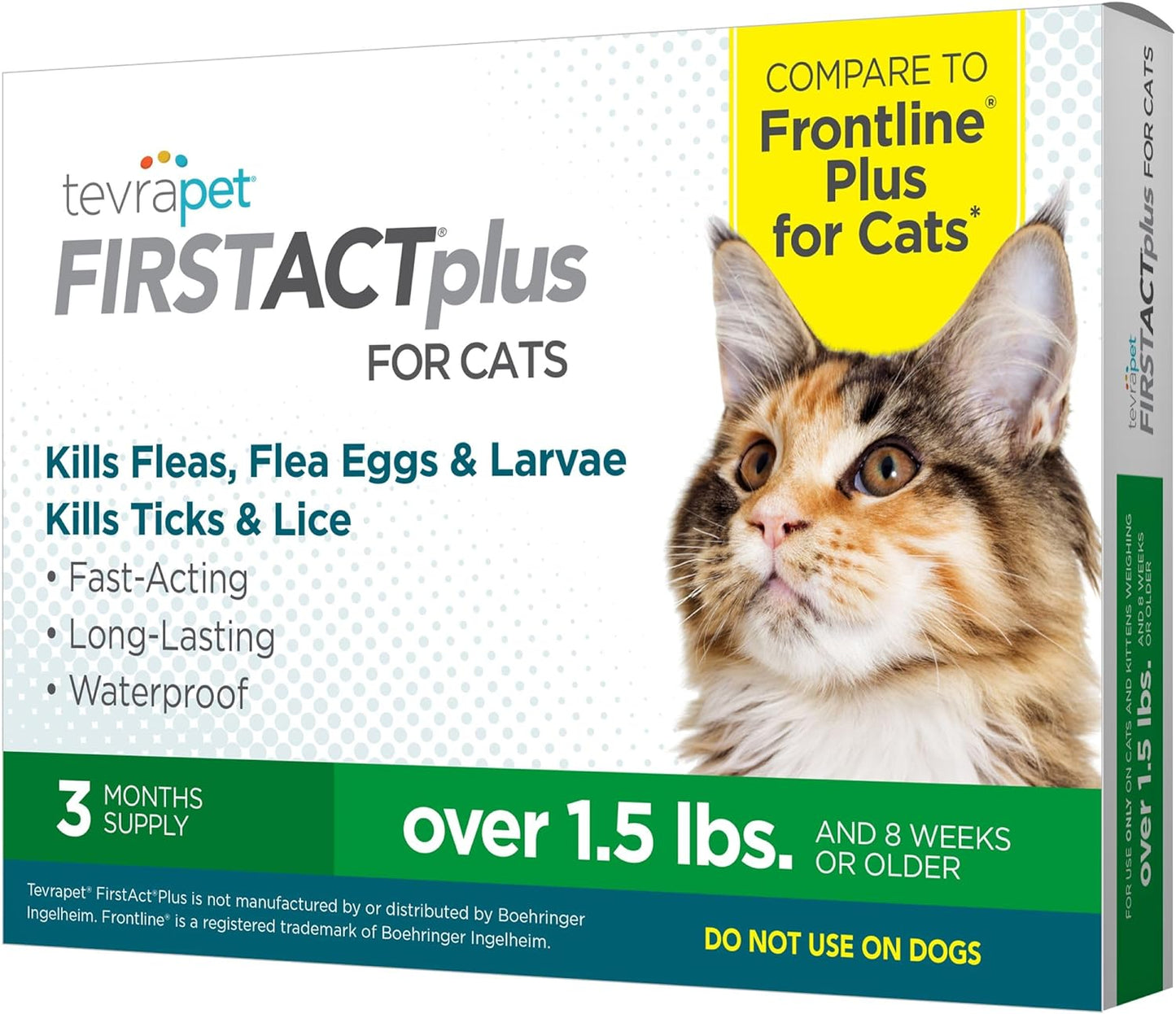 First Act Plus Flea and Tick Topical for Cats over 1.5Lbs, 3 Dose Waterproof Flea and Tick Control/Prevention for 3 Months