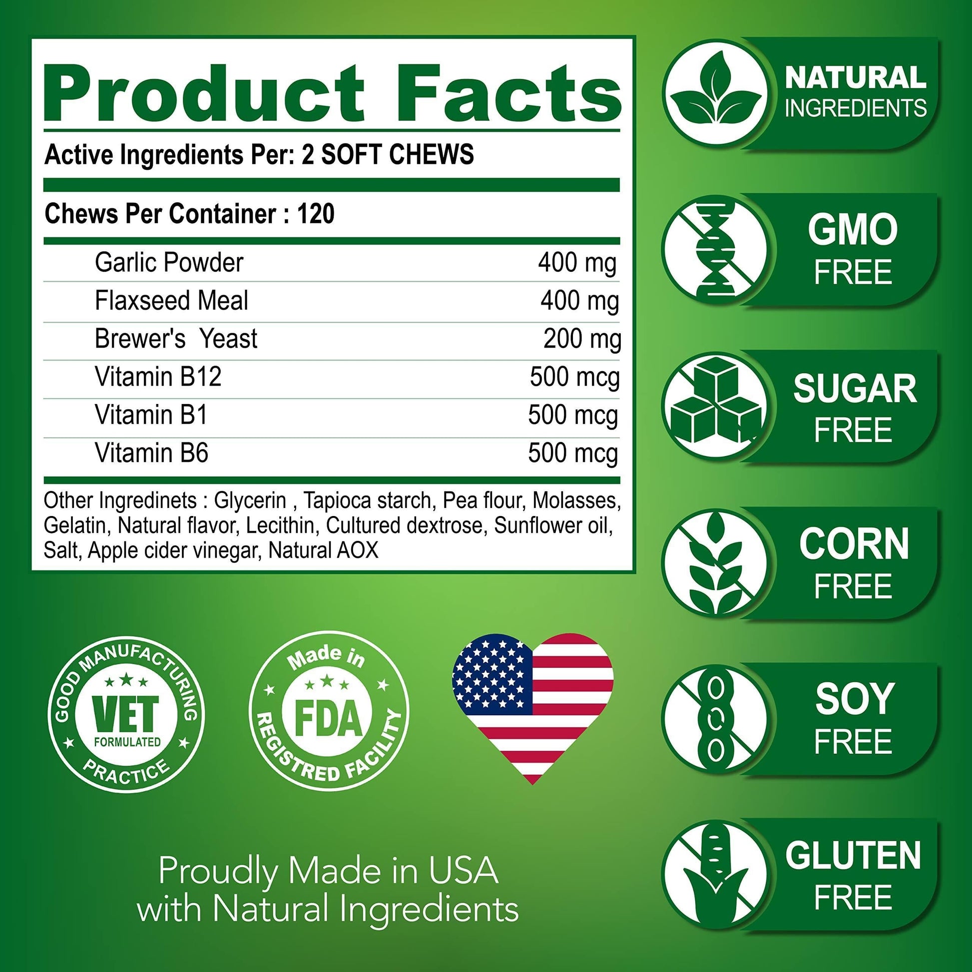 Flea and Tick Prevention for Dogs Chewables All Natural Dog Flea & Tick Control Flea and Tick Chews for Dogs Oral Flea Pills for Dogs Supplement All Breeds and Ages Made in USA 120 Tablets