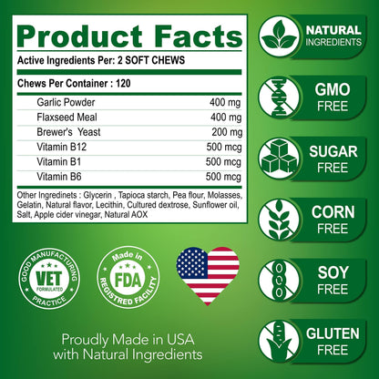 Flea and Tick Prevention for Dogs Chewables All Natural Dog Flea & Tick Control Flea and Tick Chews for Dogs Oral Flea Pills for Dogs Supplement All Breeds and Ages Made in USA 120 Tablets