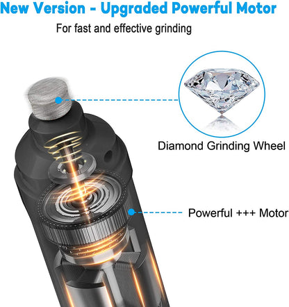Dog Nail Grinder with 2 LED Light - 2-Speed Powerful Electric Pet Nail Trimmer Professional Quiet Painless Paws Grooming for Small Medium Large Dogs and Cats (Grey)