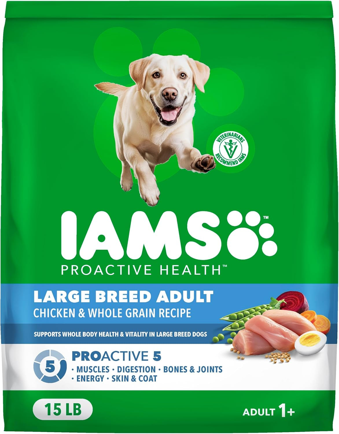 IAMS Proactive Health Large Breed Adult Dry Dog Food Chicken & Whole Grain Recipe
