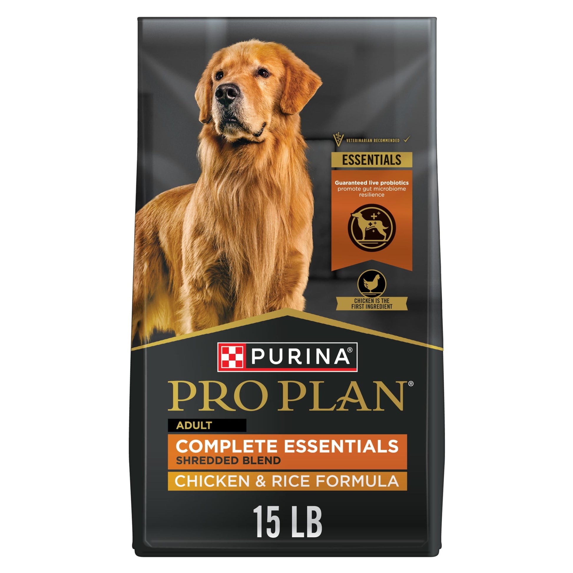 Complete Essentials Shredded Blend Chicken and Rice Dry Dog Food Formula with Probiotics for Dogs, 15 Lb Bag