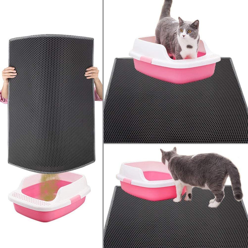 Cat Litter Mat Double Layer Waterproof Urine Proof Trapping Mat 1 Pack (Gray, 24X15 Inch (Pack of 1))