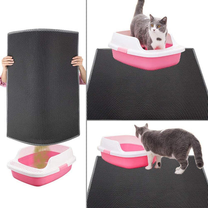 Cat Litter Mat Double Layer Waterproof Urine Proof Trapping Mat 1 Pack (Gray, 24X15 Inch (Pack of 1))