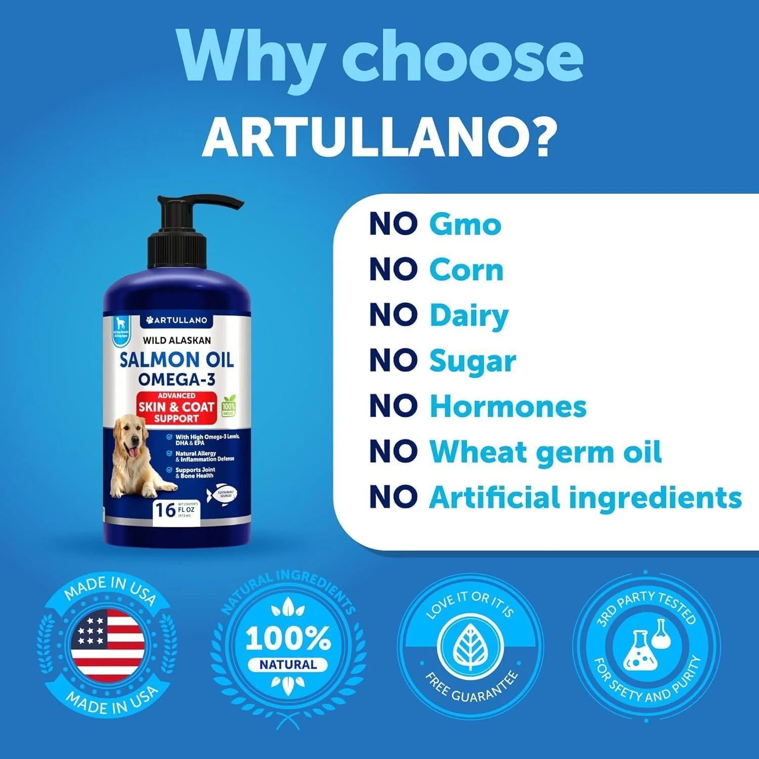 Salmon Oil for Dogs Omega 3 for Dogs 16 FL OZ Wild Alaskan Salmon Fish Oil