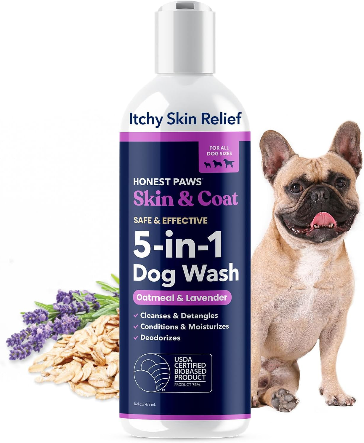 Honest Paws Dog Shampoo and Conditioner - Premium Dog Wash for Allergies and Dry, Itchy, Moisturizing for Sensitive Skin - Sulfate Free, Plant Based, All Natural - Coconut & Mango -16 Fl Oz