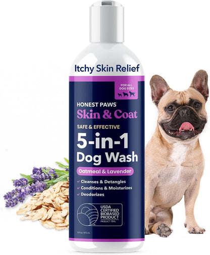 Honest Paws Dog Shampoo and Conditioner - Premium Dog Wash for Allergies and Dry, Itchy, Moisturizing for Sensitive Skin - Sulfate Free, Plant Based, All Natural - Coconut & Mango -16 Fl Oz