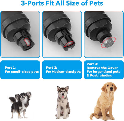 Dog Nail Grinder with 2 LED Light - 2-Speed Powerful Electric Pet Nail Trimmer Professional Quiet Painless Paws Grooming for Small Medium Large Dogs and Cats (Grey)