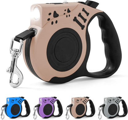 Retractable Dog Leash with USB Rechargeable Flashlight for Night Walks, 16FT Automatic Telescopic Tractor Dog Leash for Small and Medium Dogs, Blue