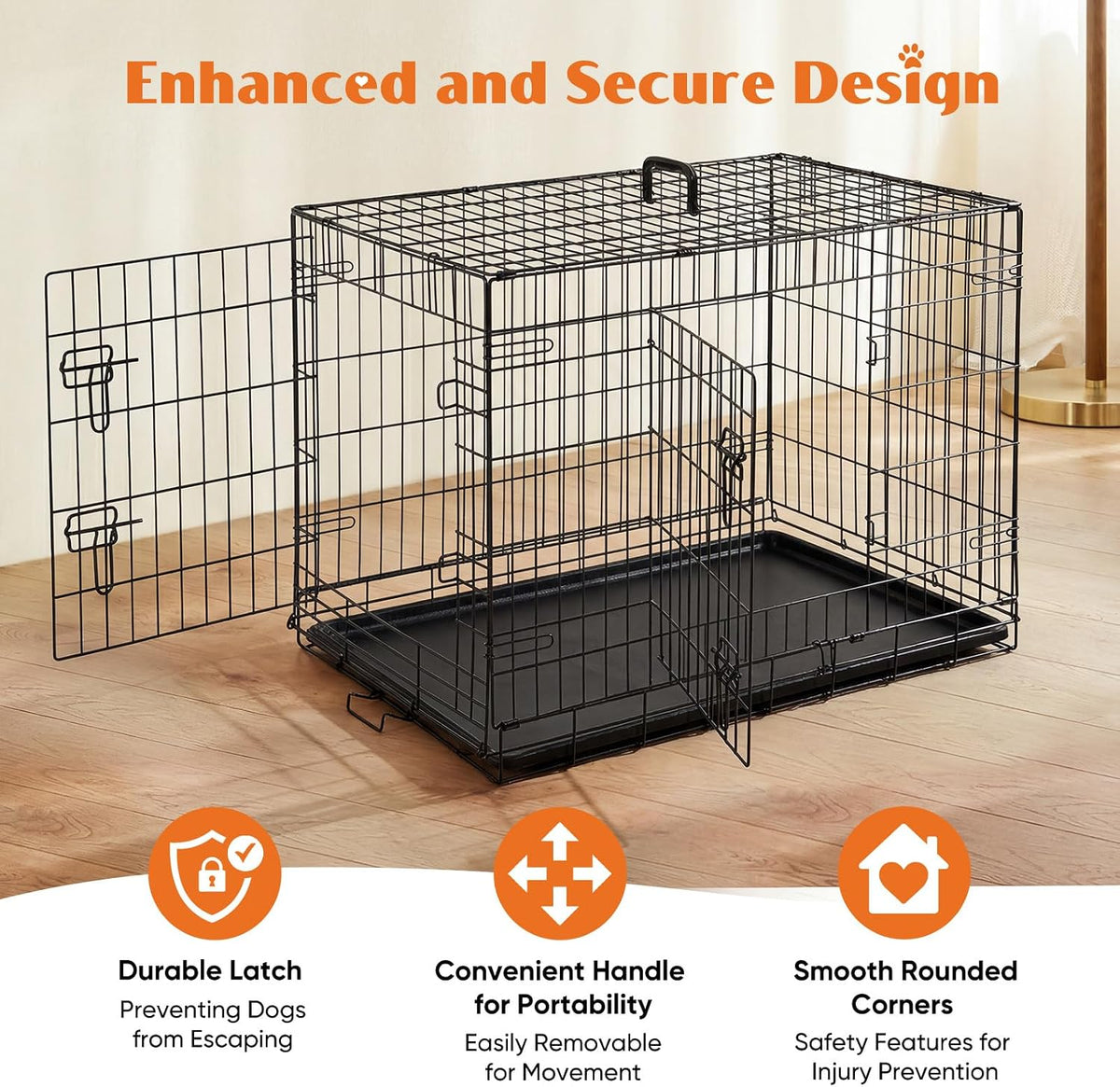 Sweetcrispy 36 Inch Dog Crate, Medium Dog Cage, Foldable Puppy Pet Kennel