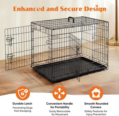 Sweetcrispy 36 Inch Dog Crate, Medium Dog Cage, Foldable Puppy Pet Kennel