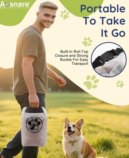Pet Food Storage Bag for Travel - Transparent Leak-Proof Dog Food Container with Roll-Top Closure, Keeps Kibble Fresh (14 Cups)