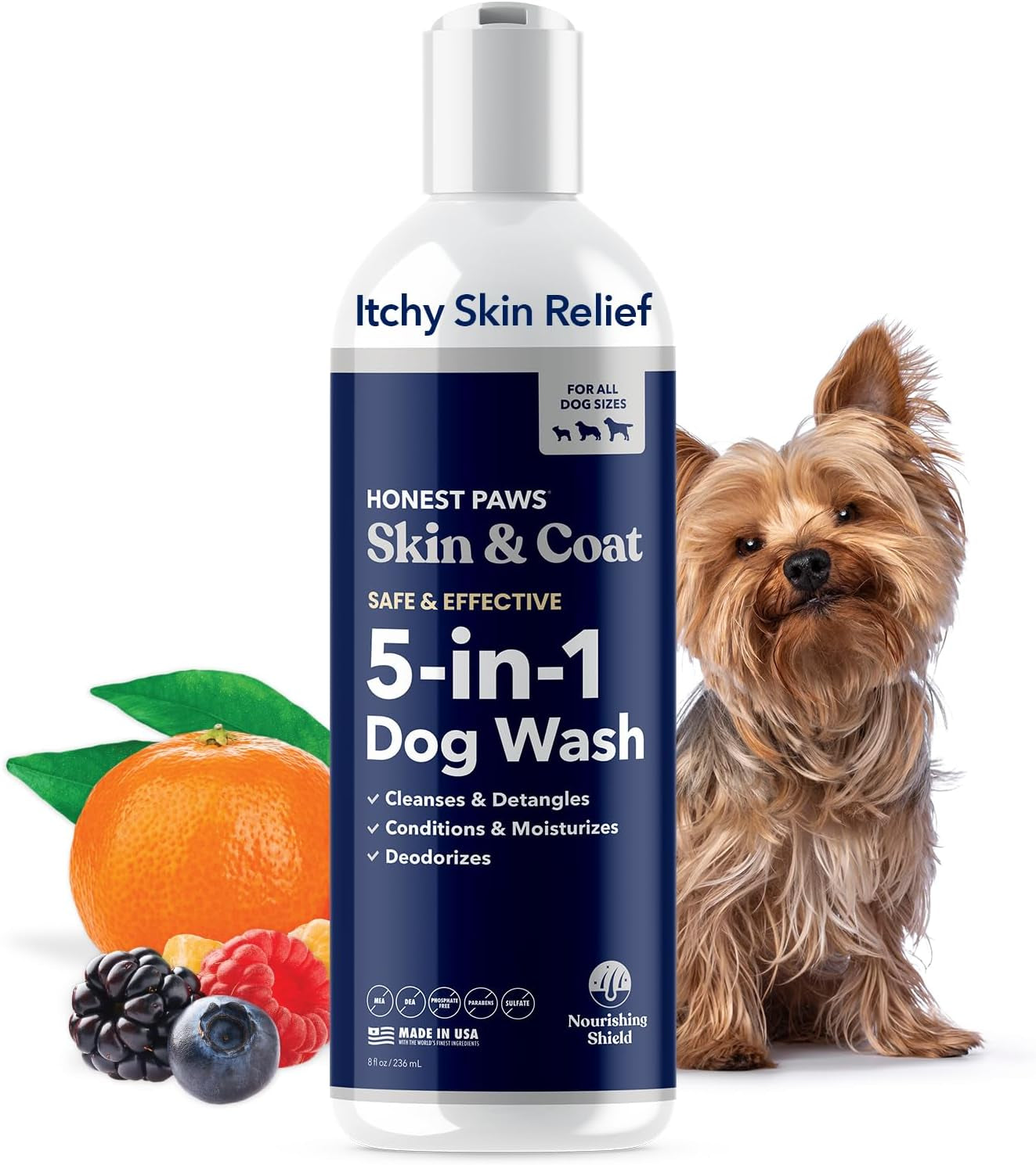 Honest Paws Dog Shampoo and Conditioner - Premium Dog Wash for Allergies and Dry, Itchy, Moisturizing for Sensitive Skin - Sulfate Free, Plant Based, All Natural - Coconut & Mango -16 Fl Oz
