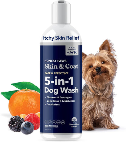 Honest Paws Dog Shampoo and Conditioner - Premium Dog Wash for Allergies and Dry, Itchy, Moisturizing for Sensitive Skin - Sulfate Free, Plant Based, All Natural - Coconut & Mango -16 Fl Oz