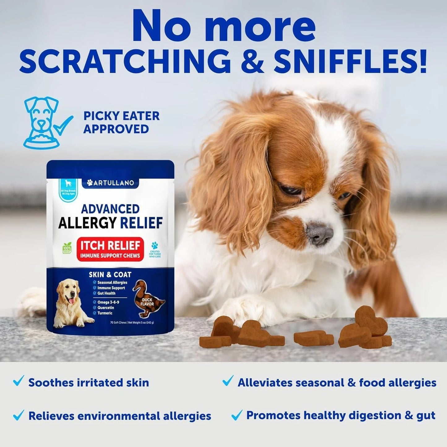 Dog Allergy & Itch Relief Chews with Omega-3 Fish Oil/ Seasonal  & Skin Support