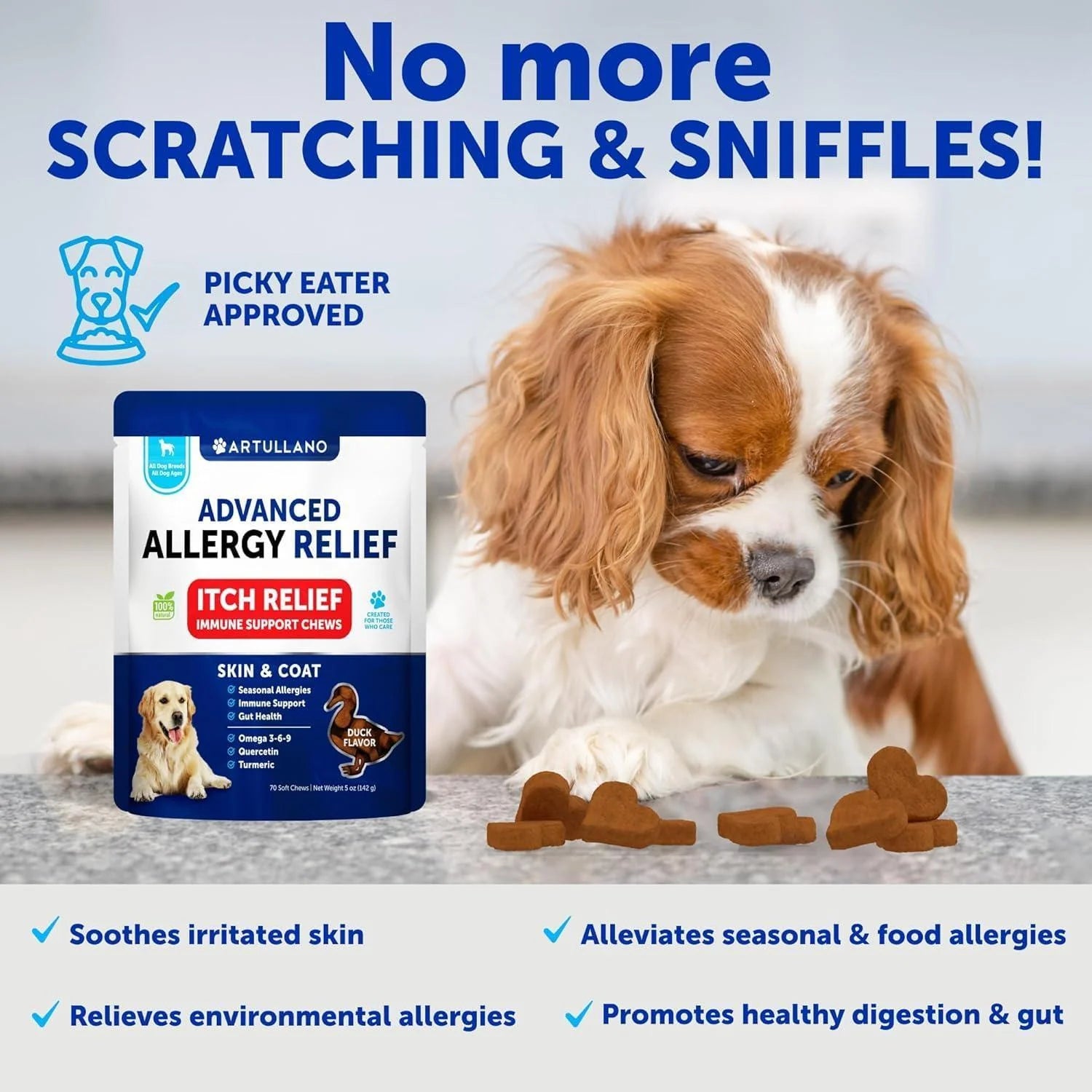 Dog Allergy & Itch Relief Chews with Omega-3 Fish Oil/ Seasonal  & Skin Support