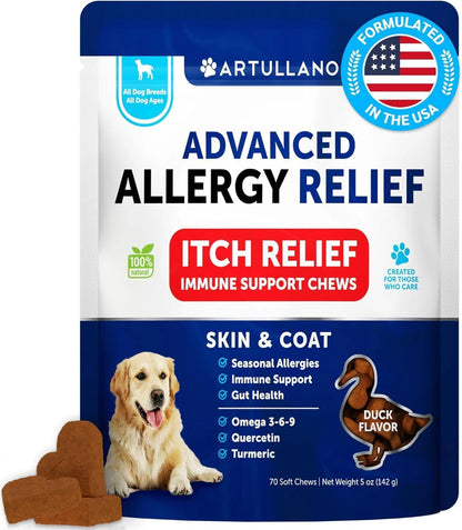 Dog Allergy & Itch Relief Chews with Omega-3 Fish Oil/ Seasonal  & Skin Support